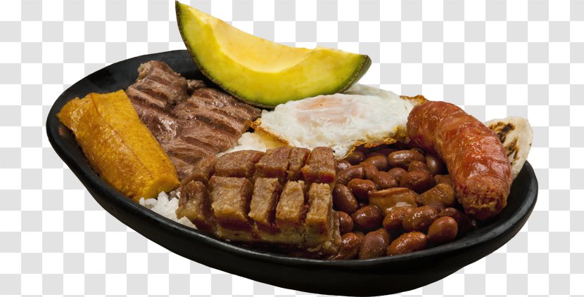 Bandeja Paisa Full Breakfast Colombian Cuisine Region Sirloin Steak - Carne Asada Transparent PNG