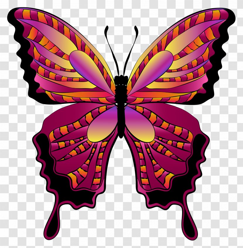 Butterfly Clip Art - Magenta - Red Clipart Image Transparent PNG