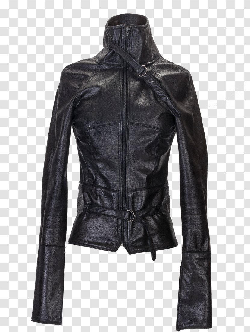 Leather Jacket Collar Coat - Black Transparent PNG