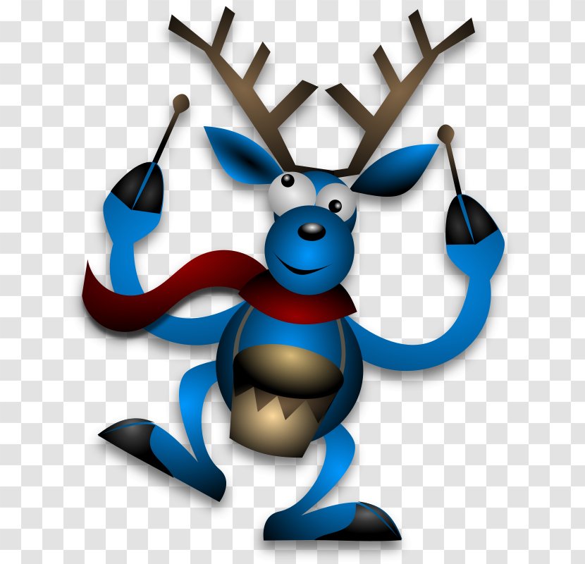Reindeer Rudolph Christmas Clip Art - Playing Drums Transparent PNG