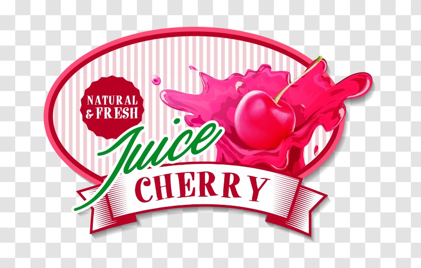 Juice Fruit Cherry Strawberry - Logo - Pink Vector Transparent PNG