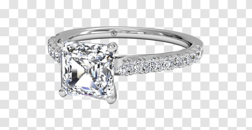 Diamond Engagement Ring Solitaire - Platinum - Asscher Cut Twig Transparent PNG