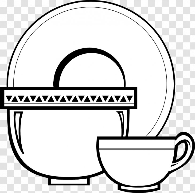 Plate Black And White Clip Art - Cup Transparent PNG