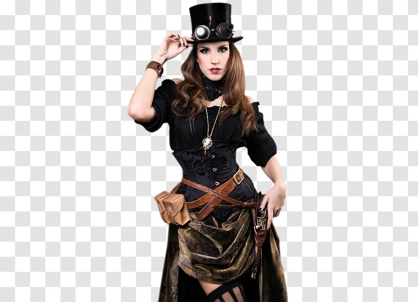 Steampunk Wild West American Frontier Woman Costume - Silhouette Transparent PNG