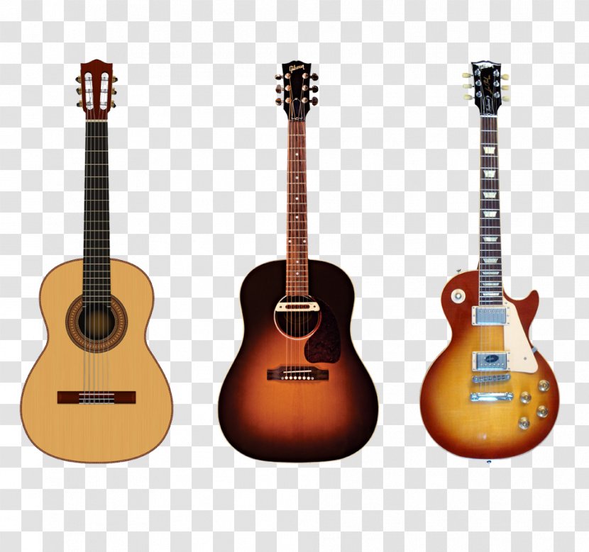 Acoustic Guitar Ukulele Bass Gibson Les Paul Tiple - Watercolor Transparent PNG
