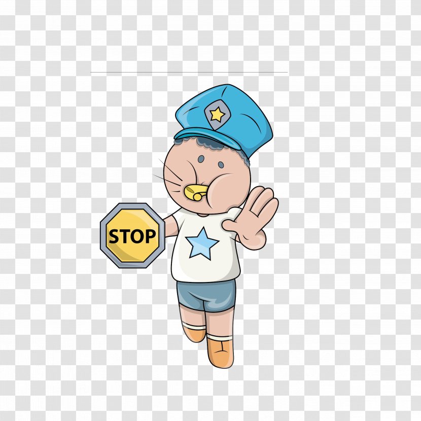 Cartoon Traffic Police Photography Illustration - Boy - Cute Do Stop Gesture Transparent PNG