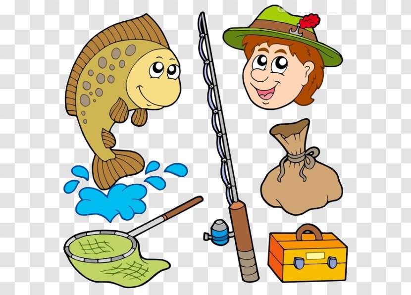 Fisherman Fishing Net Clip Art - Rod - Cartoon Character Transparent PNG