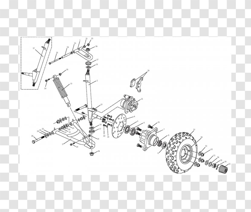 Line Art Drawing Car Technology - White - Front Suspension Transparent PNG