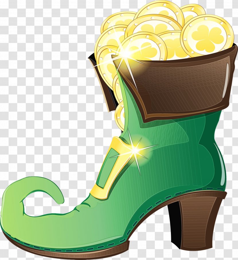 Footwear Green High Heels Boot Shoe - Yellow - Cowboy Sandal Transparent PNG