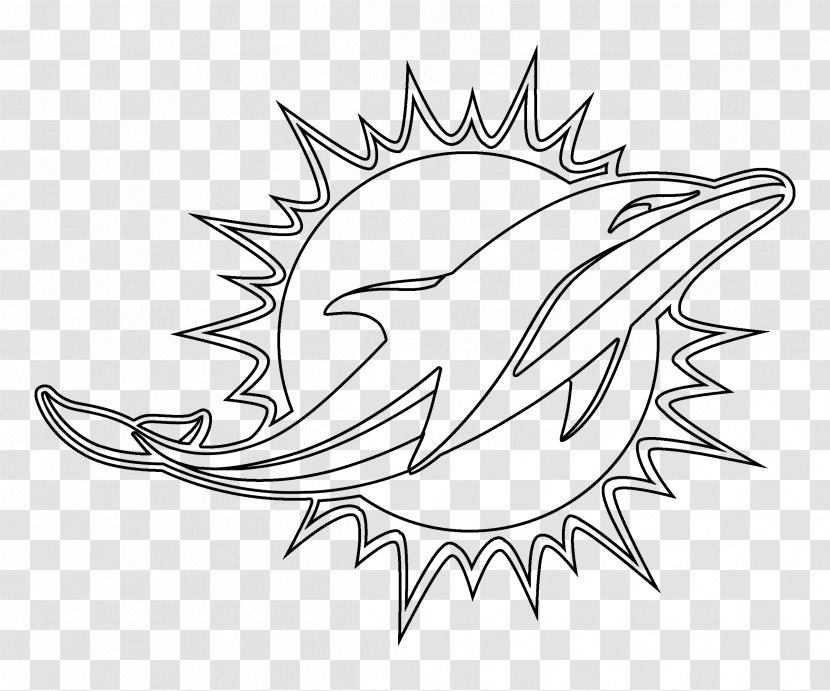Miami Dolphins Logo Black And White Drawing - Dolphin Transparent PNG