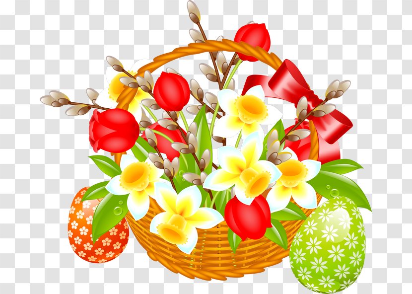 Easter Bunny Egg Basket - Resurrection Of Jesus - Floral Business Card Transparent PNG