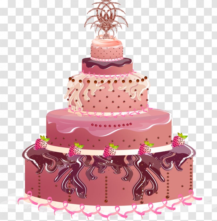 Birthday Cake Wedding Torte - Buttercream - Vector Transparent PNG