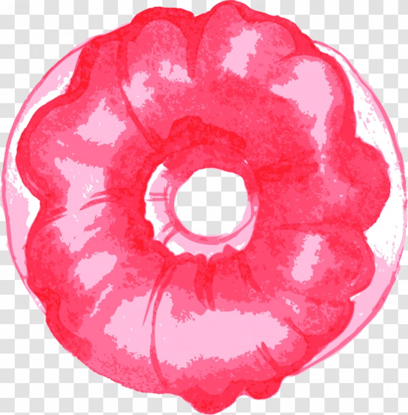 Doughnut Euclidean Vector Icon - Peach - Hand Painted Red Donut Transparent PNG