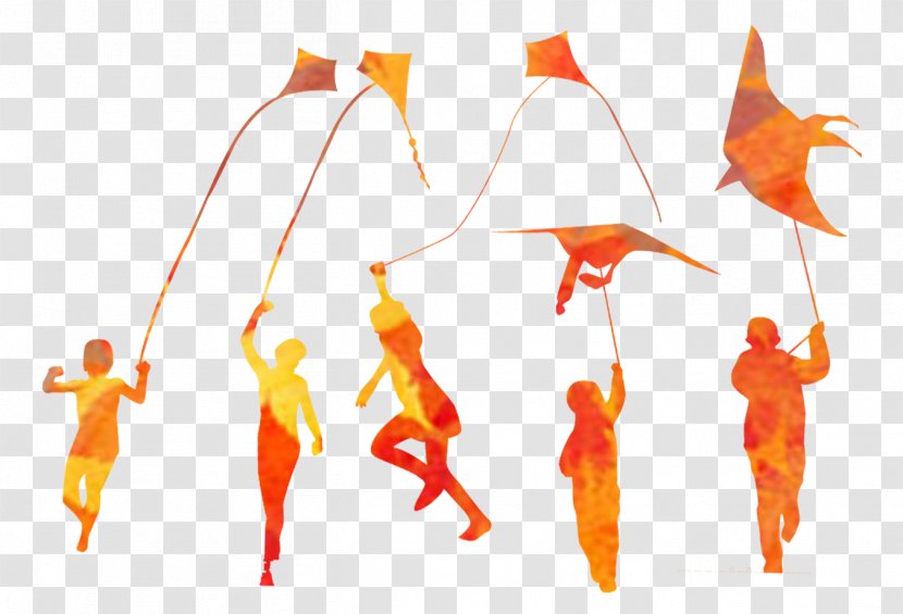 Kite Download Illustration - Orange - Flying Kites In Autumn Transparent PNG