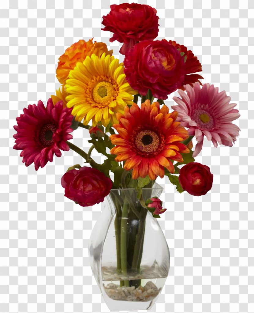 Flowers In A Vase Flower Bouquet - Gerbera Transparent PNG
