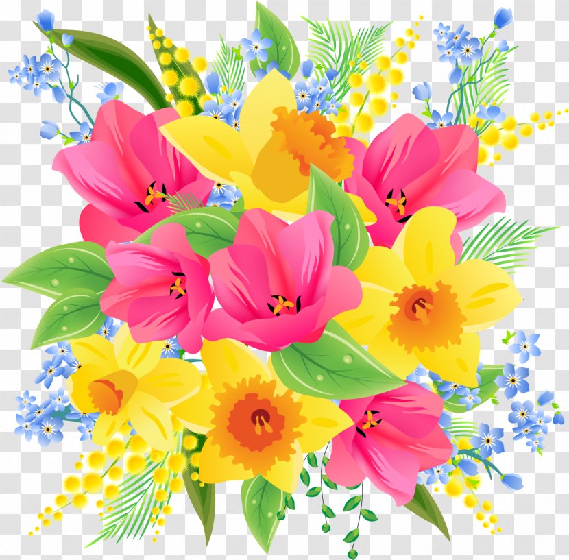 Flower Bouquet Clip Art - Herbaceous Plant - Spring Flowers Transparent PNG