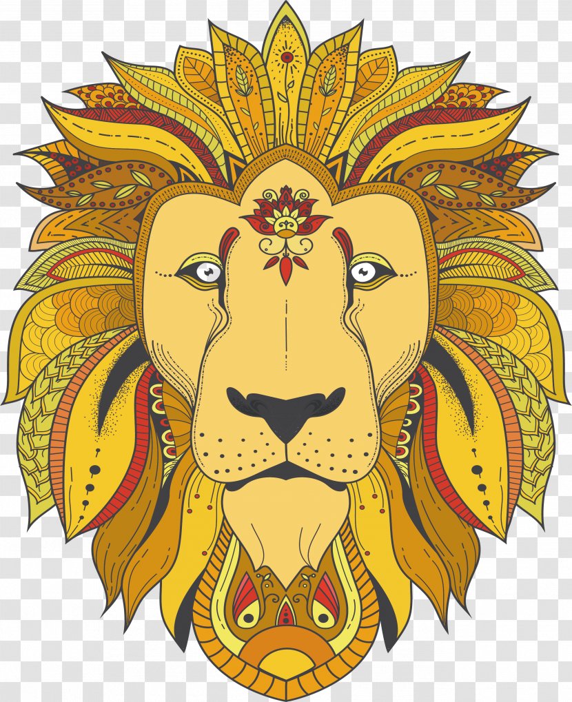 Lionhead Rabbit Lion's Head Illustration - Flower - National Spirit Lion Transparent PNG