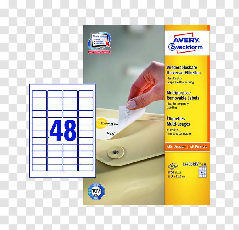 Paper Label Avery Dennison Zweckform Adhesive Tape - Material - Etikett Transparent PNG