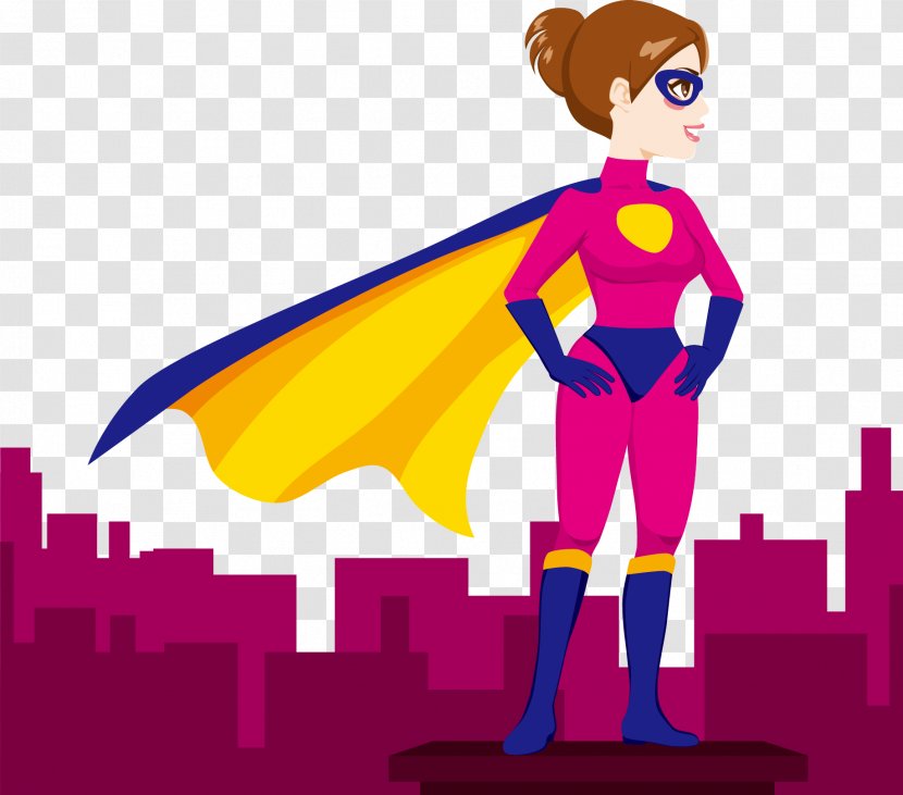Superwoman Superhero Female Clip Art - Fictional Character - Pink Dress Up Superman Transparent PNG