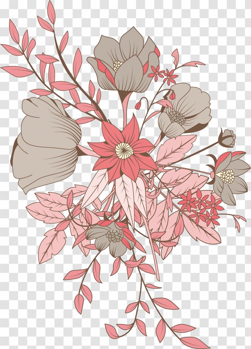 Flower Euclidean Vector - Floristry - Illustration Of Pink Flowers Transparent PNG
