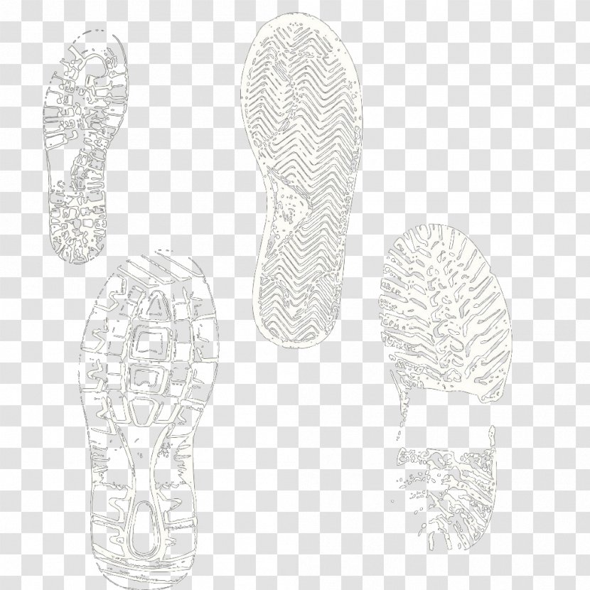 White Shoe Black Pattern - Textured Design Elements Footprints Transparent PNG