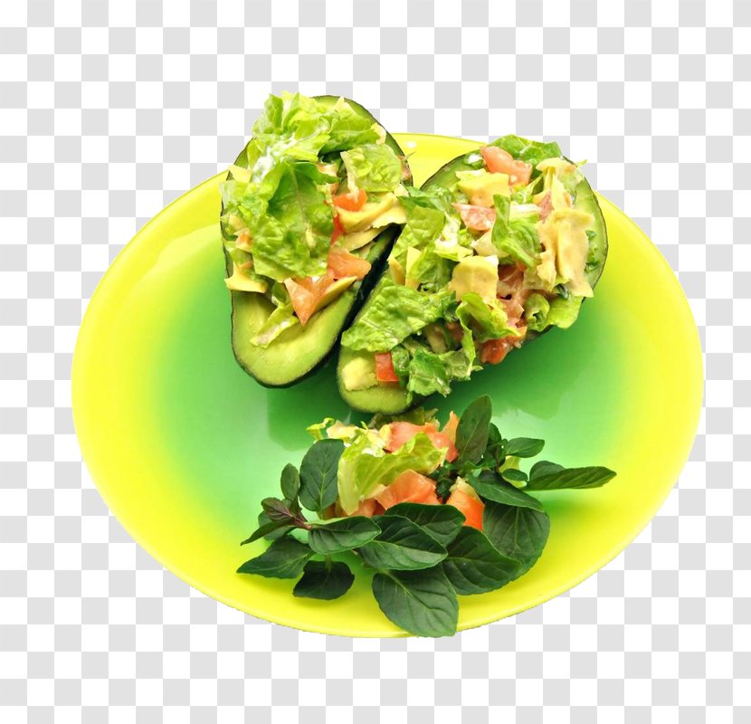 Avocado Salad Salsa Stuffing Spinach - Guacamole - On A Plate Transparent PNG