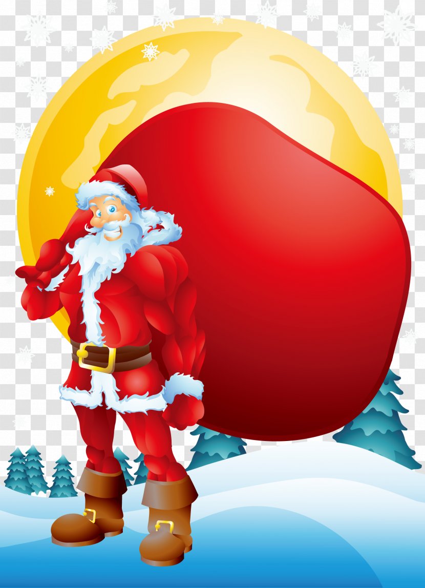 Santa Claus Muscle Cartoon Illustration - Biceps - And The Moon Transparent PNG