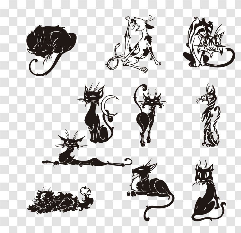 Popular Cat Names Vector Graphics Kitten Drawing - Monochrome Transparent PNG