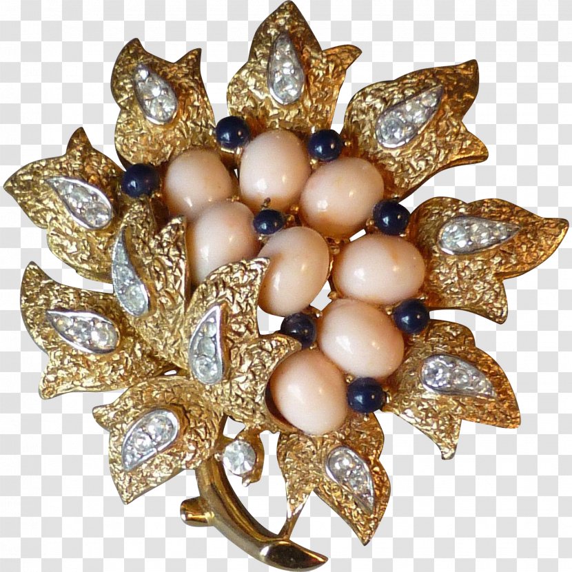 Brooch Jewellery Clothing Accessories Gold Gemstone - Fashion - Coral Flowers Transparent PNG
