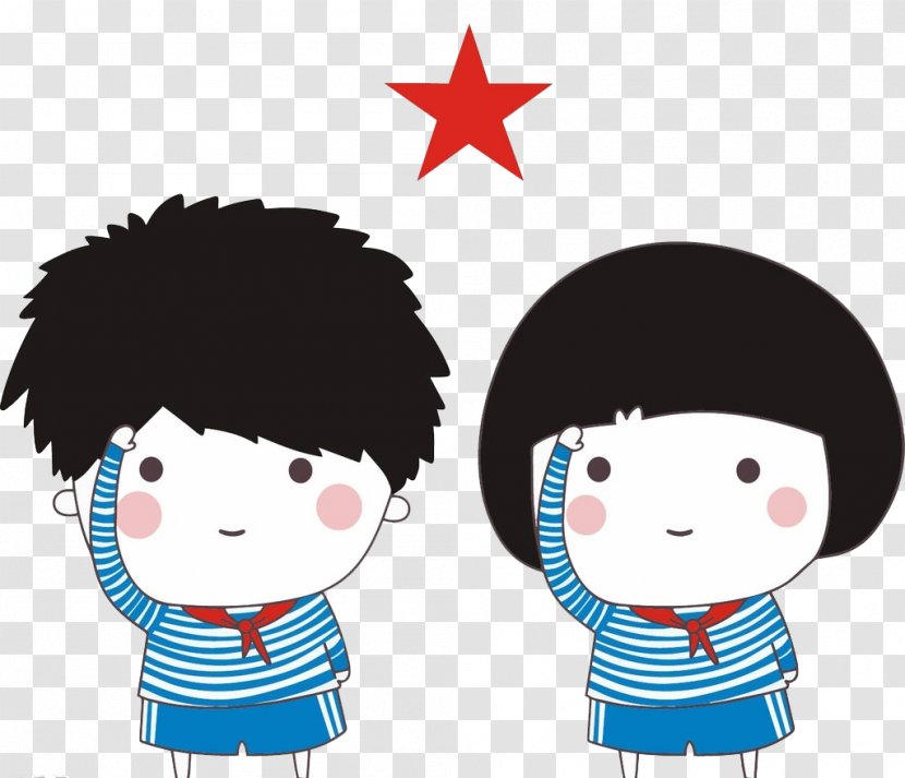 Cartoon Cdr Illustration - Drawing - Red Star Under The Young Pioneers Transparent PNG