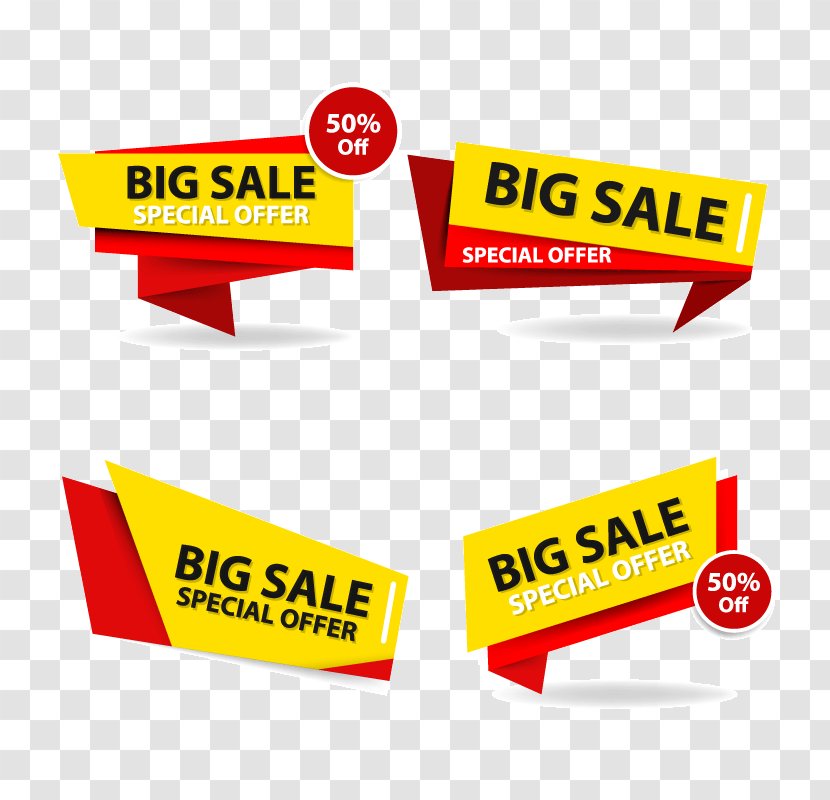 Sales Banner Advertising - Yellow - Colorful Shopping Sale Template, Discount Collection Set Transparent PNG