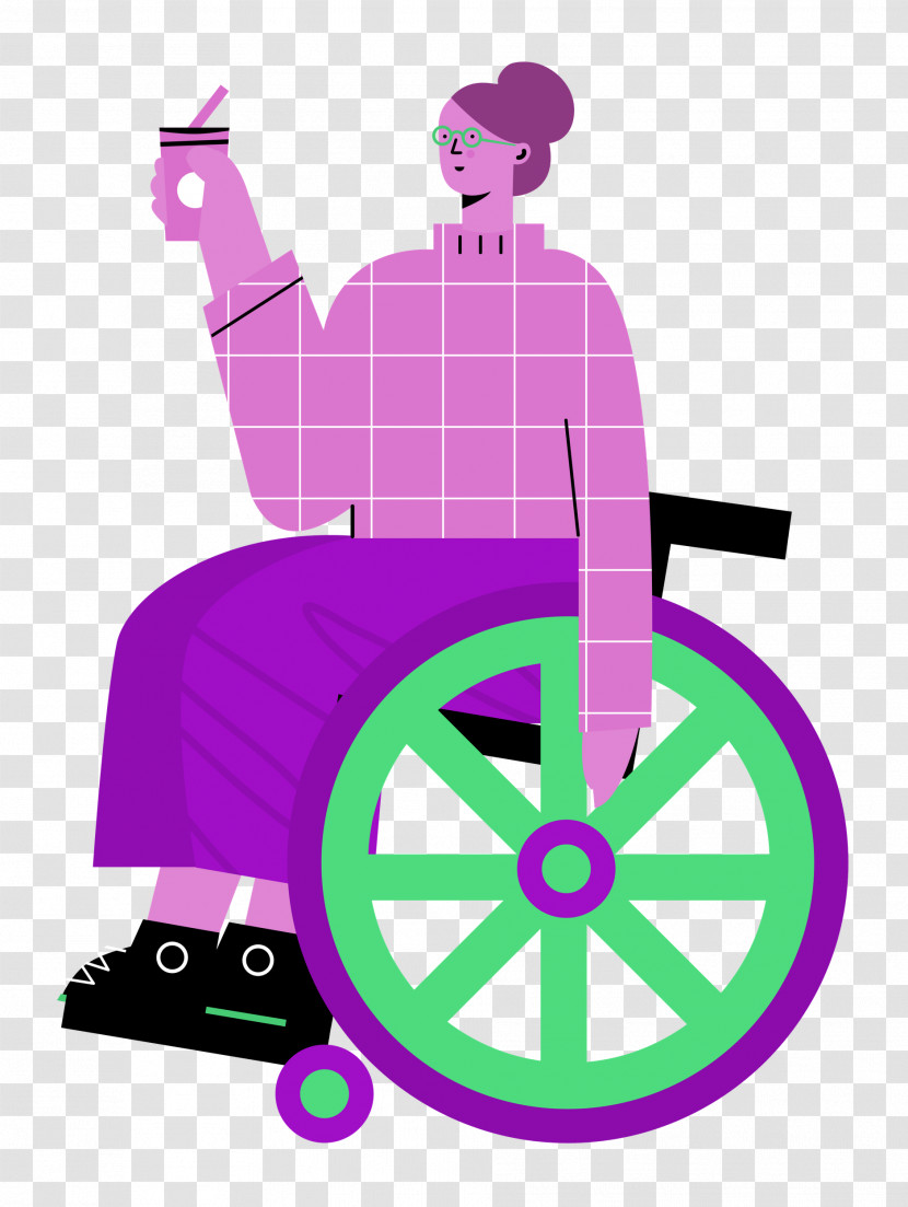 Sitting On Wheelchair Woman Lady Transparent PNG