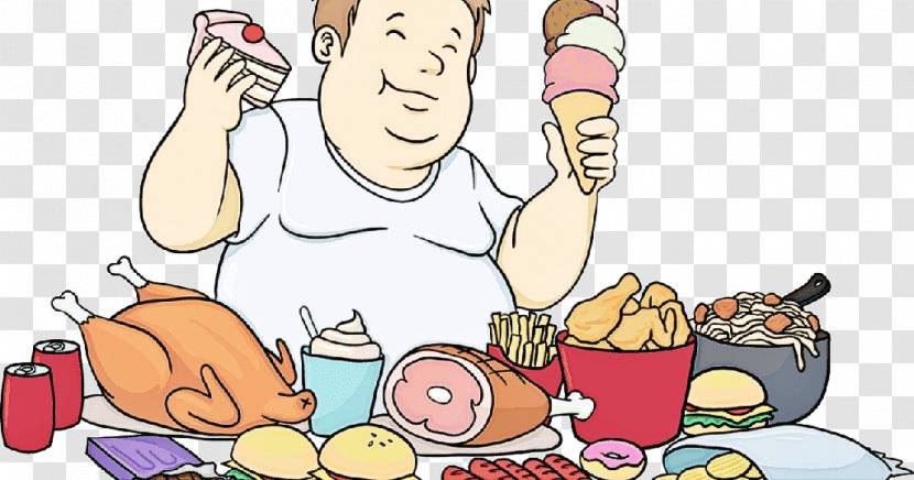 Junk Food Cartoon Eating Meal Group - Sharing Fast Transparent PNG