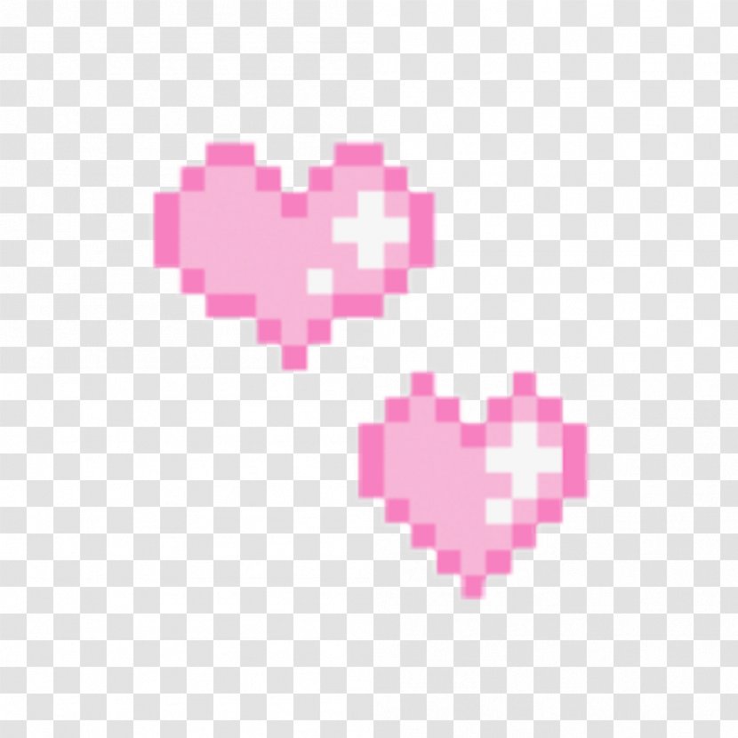 Kawaii Pixel Art - Heart - Magenta Pink Transparent PNG