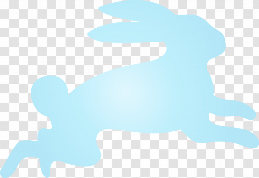 Turquoise Rabbit Silhouette Animal Figure Tail Transparent PNG