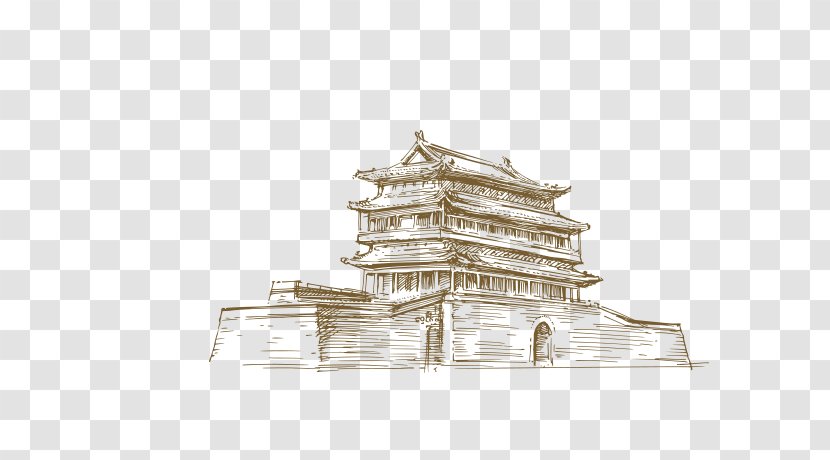 Beijing Drawing Architecture - China - City Gate Tower Transparent PNG