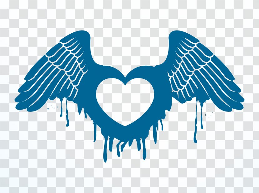 Heart - Watercolor - Blue Wings Transparent PNG