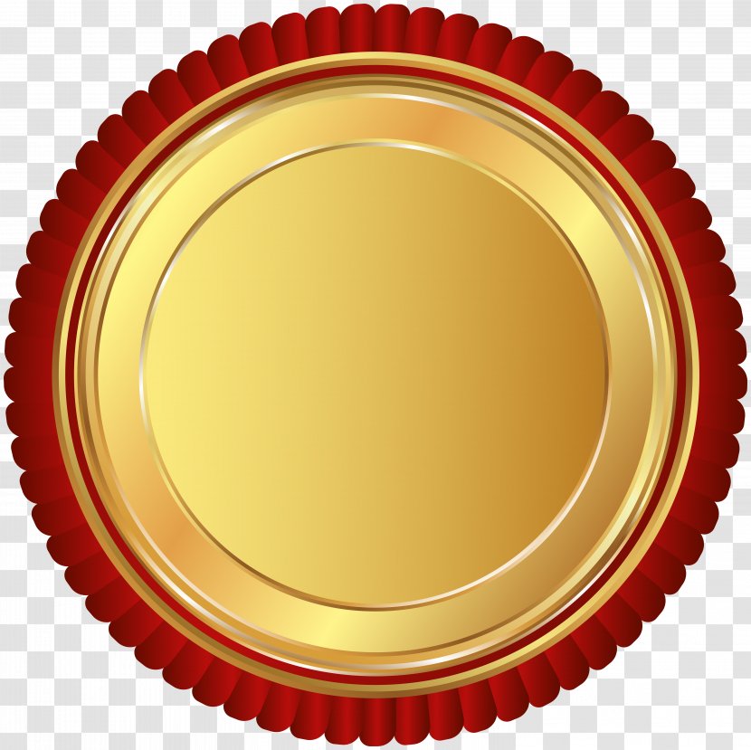 Clip Art - Digital Image - Gold Red Seal Badge Transparent PNG