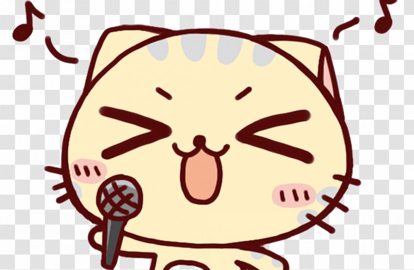 Cat Meal Cartoon - Heart - Singing Kitten Transparent PNG