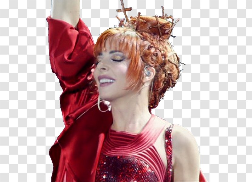 Mylène Farmer Red Hair Hit Single Long Wig - Fashion Accessory - Mxylene Transparent PNG