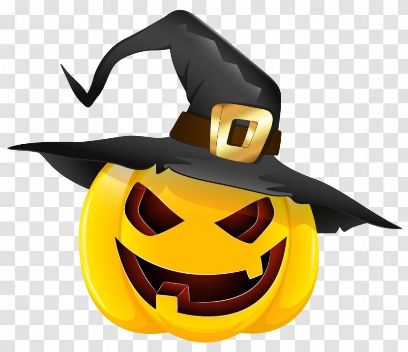 Pumpkin Witch Hat Halloween Clip Art - Evil Cliparts Transparent PNG