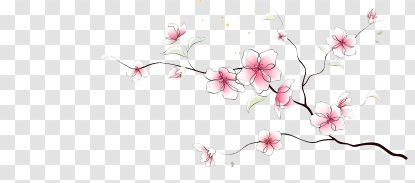 Cherry Blossom Drawing Art - Plum Flower Transparent PNG