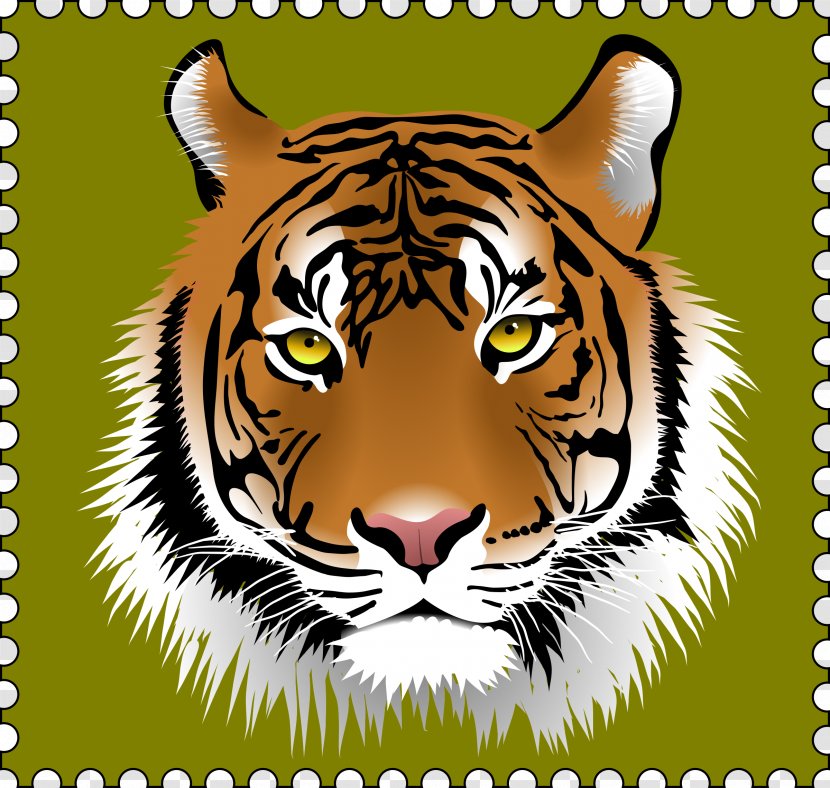 Tiger T-shirt Postage Stamps Clip Art - Face - Species Transparent PNG