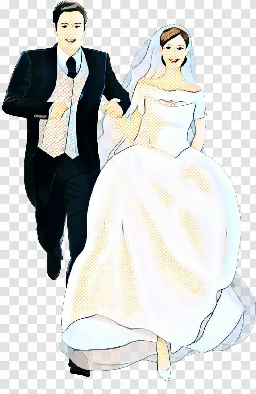 Bride And Groom Cartoon - Gesture - Costume Design Drawing Transparent PNG