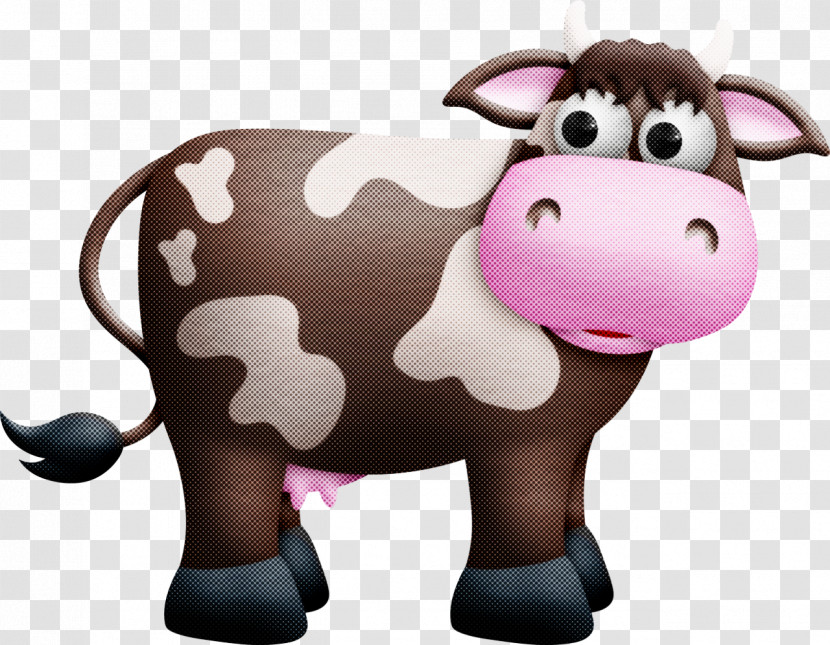 Cartoon Bovine Animal Figure Pink Toy Transparent PNG