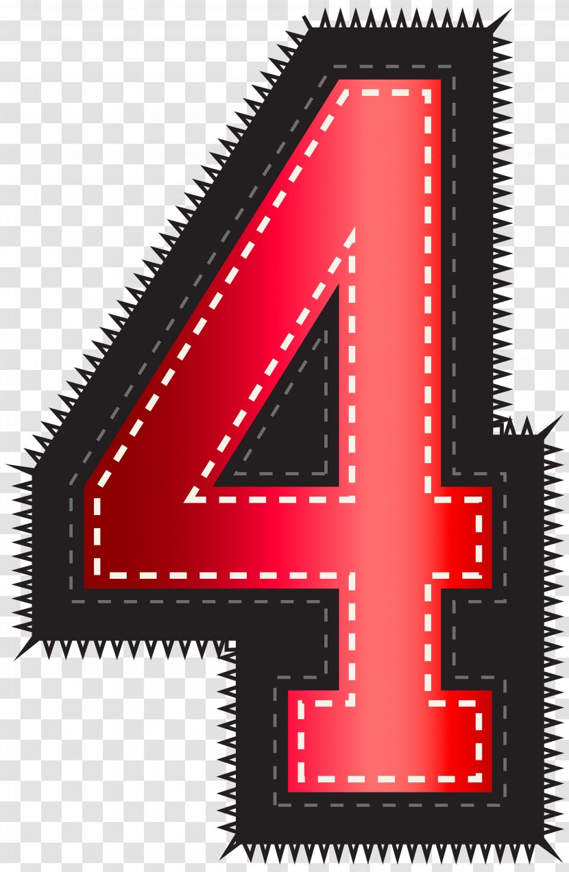 Clip Art - Symbol - Red Sport Style Number Four Image Transparent PNG