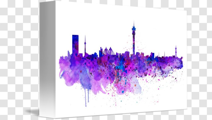 Johannesburg Skyline Watercolor Painting Art Black And White - Rectangle - City Transparent PNG