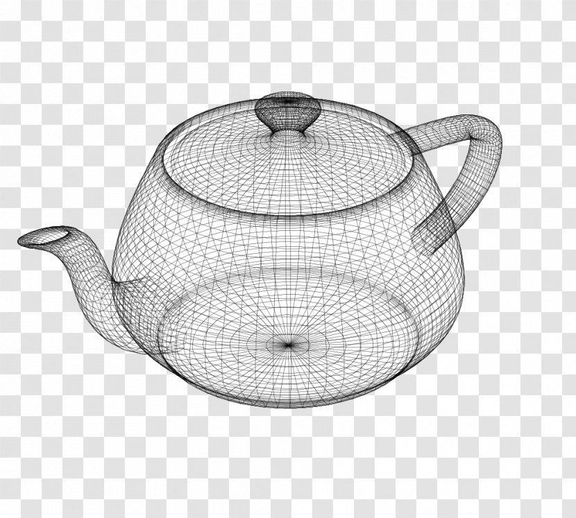 Utah Teapot Wire-frame Model 3D Computer Graphics Rendering - Wireframe Transparent PNG