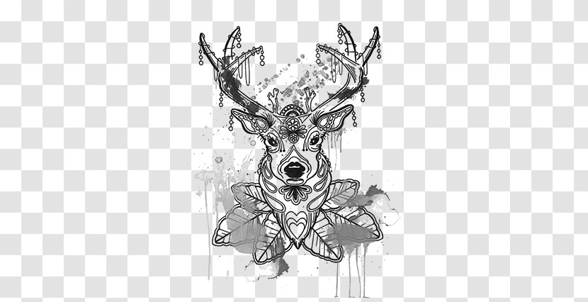 Deer Sleeve Tattoo Body Art Sticker - Antler Transparent PNG