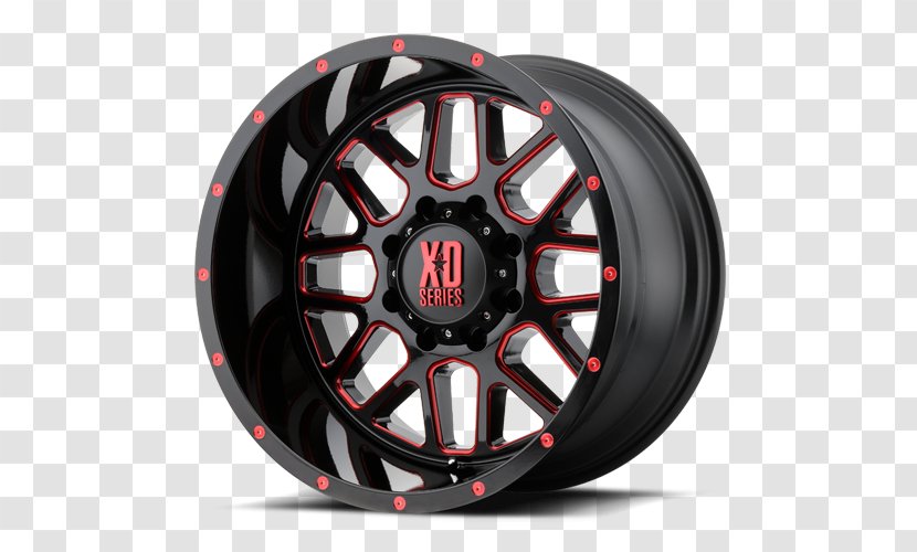 KMC XD Series XD820 Grenade Wheels Satin Black By GRENADE Milled With Red Clear Coat - Motor Vehicle Tires - Nitto 305 Transparent PNG